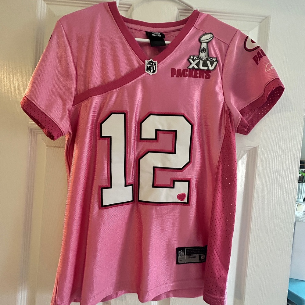 Reebok Aaron Rodger’s #12 Pink Packers Super Bowl XLV Jersey